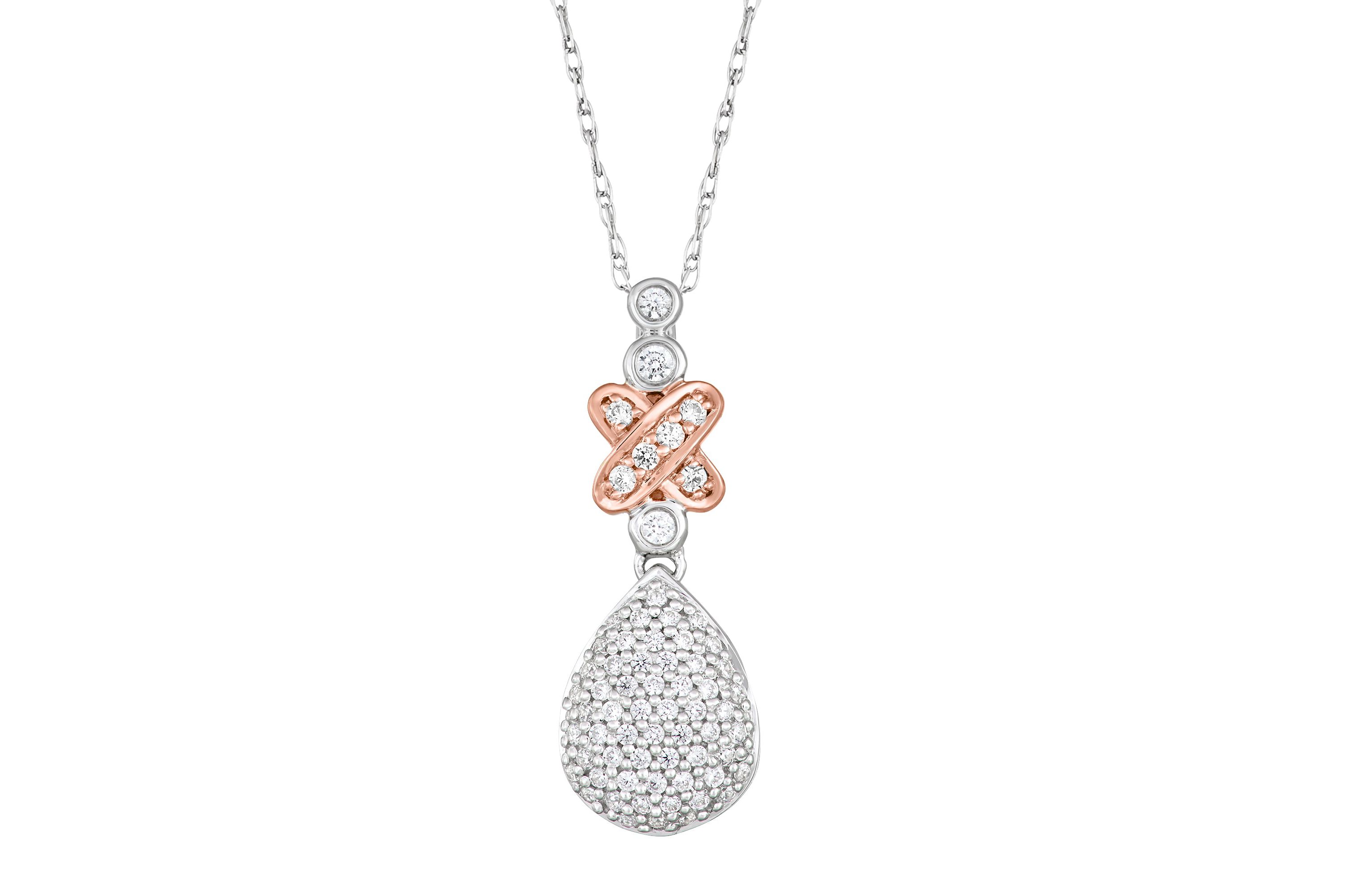1/3 CTTW Drop Necklace Pendant in 10K Two-Tone