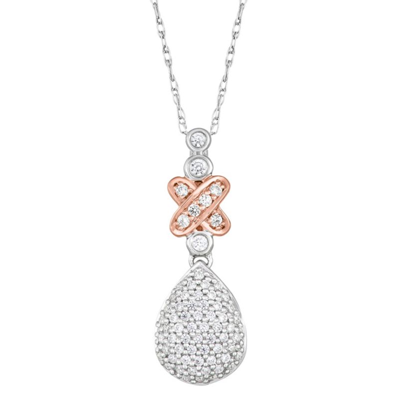 1/3 CTTW Drop Necklace Pendant in 10K Two-Tone