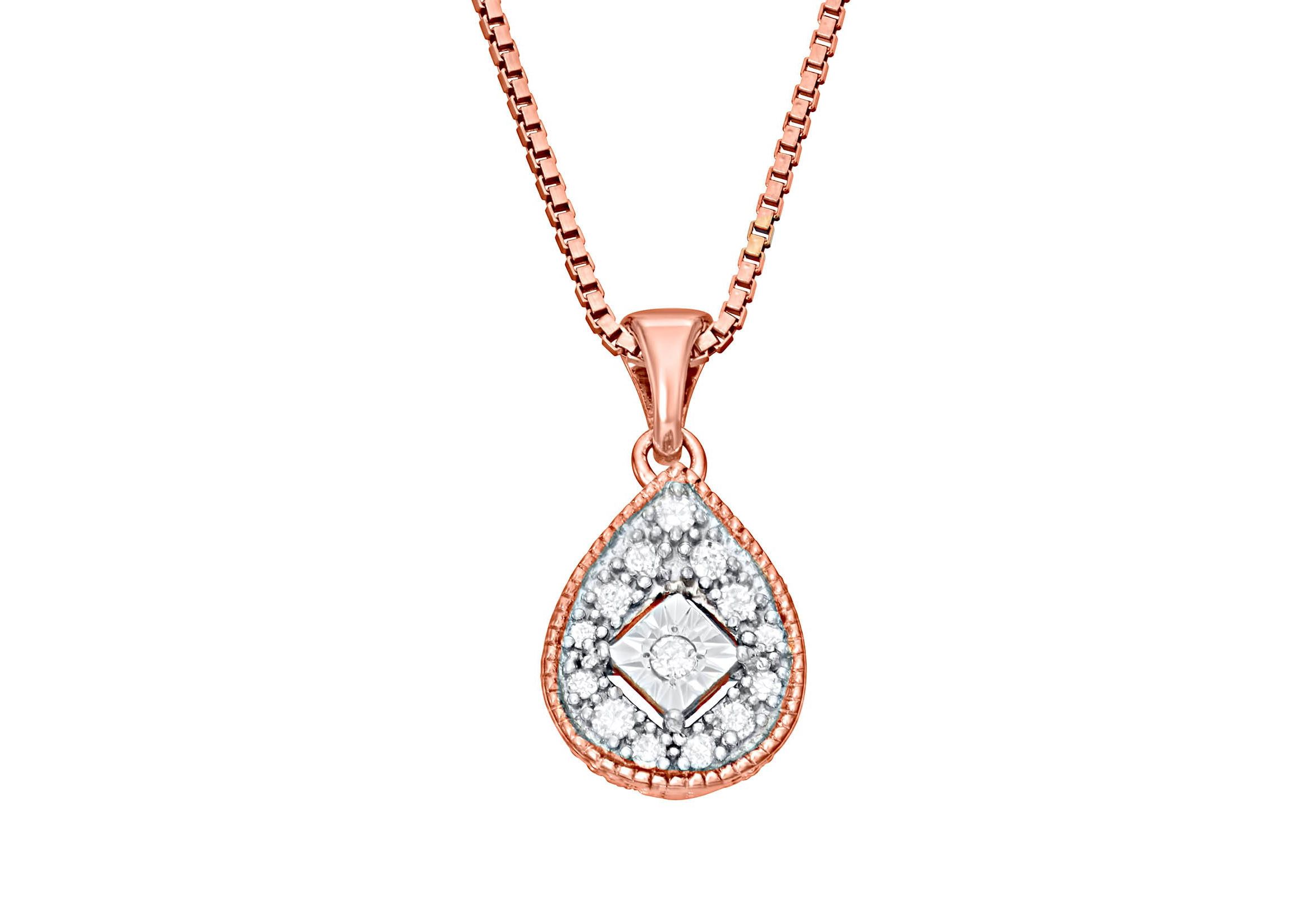 1/10 CTTW Diamond Drop Necklace in Sterling Silver