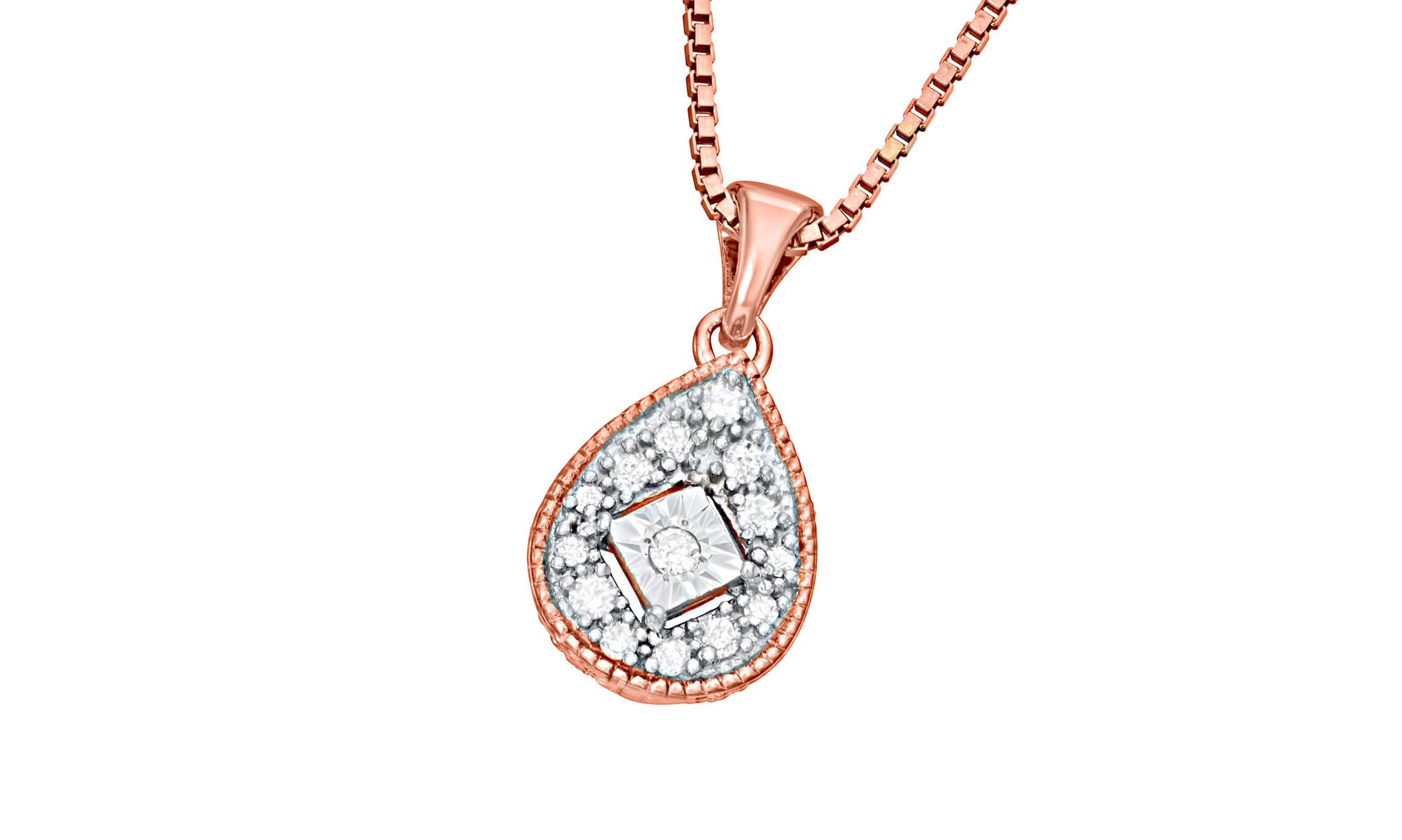 1/10 CTTW Diamond Drop Necklace in Sterling Silver
