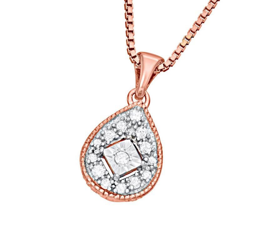 1/10 CTTW Diamond Drop Necklace in Sterling Silver