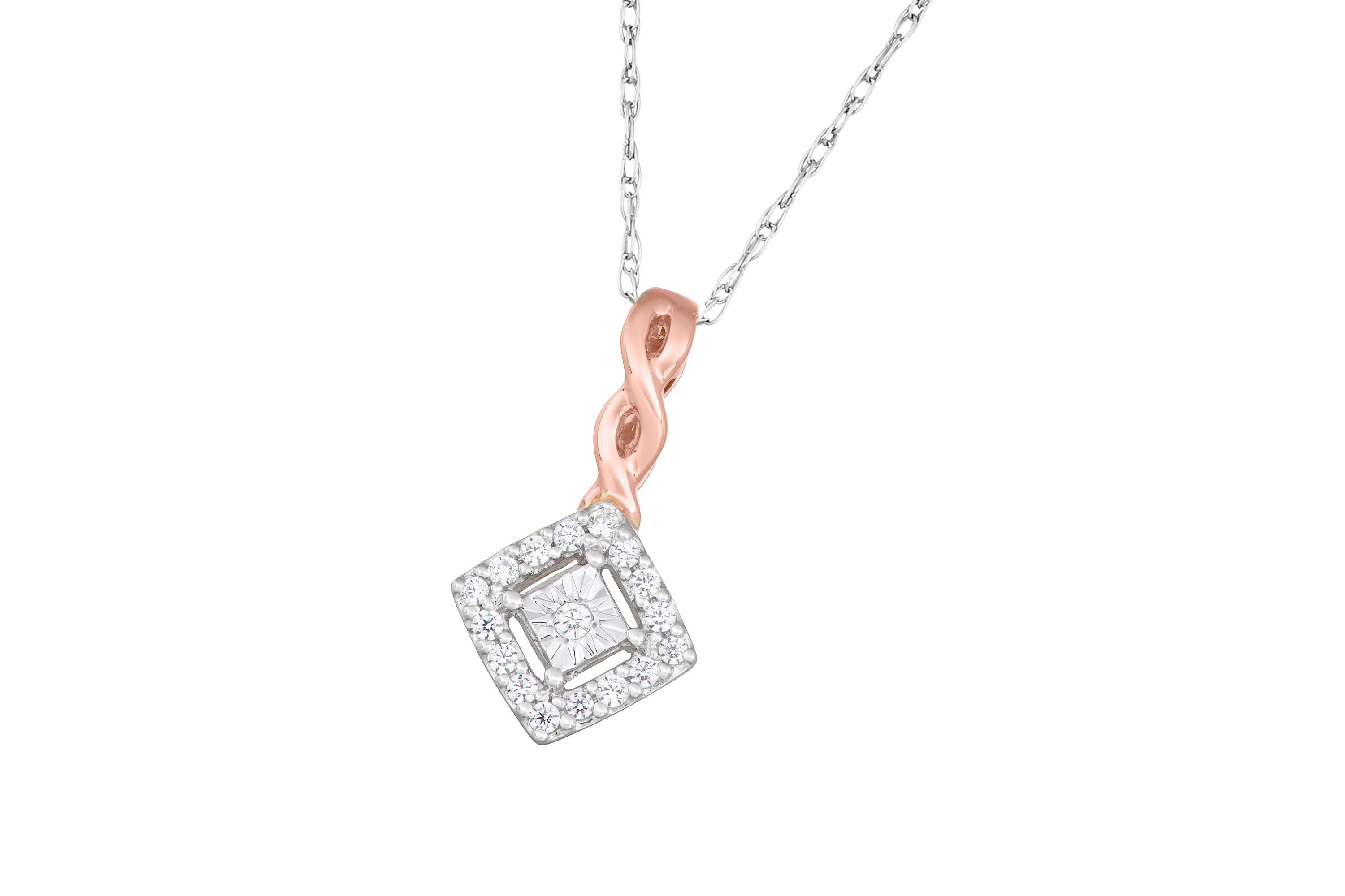 1/6 CTTW Miracle Plate Infiity Necklace Pendant in 10K Rose Gold
