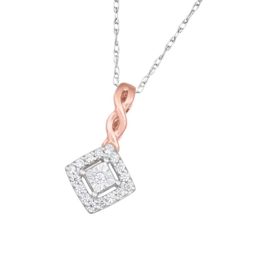 1/6 CTTW Miracle Plate Infiity Necklace Pendant in 10K Rose Gold