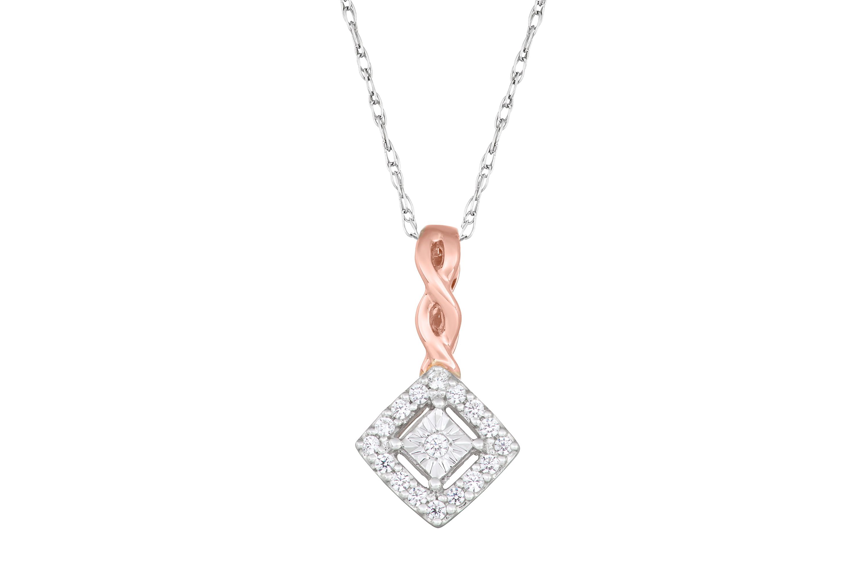 1/6 CTTW Miracle Plate Infiity Necklace Pendant in 10K Rose Gold