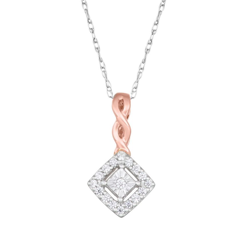 1/6 CTTW Miracle Plate Infiity Necklace Pendant in 10K Rose Gold
