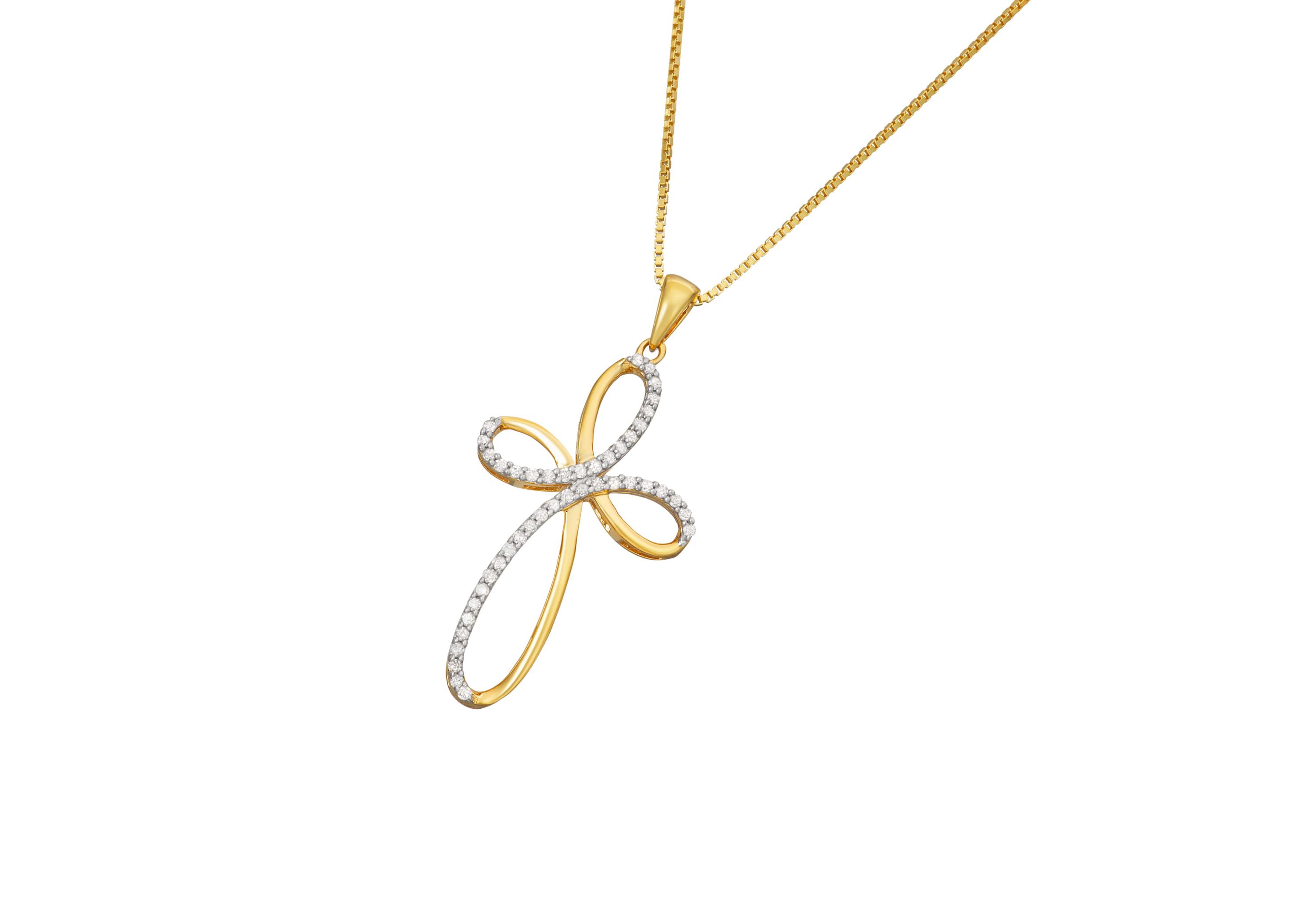 1/4 CTTW Diamond Cross Necklace Pendant in Sterling Silver