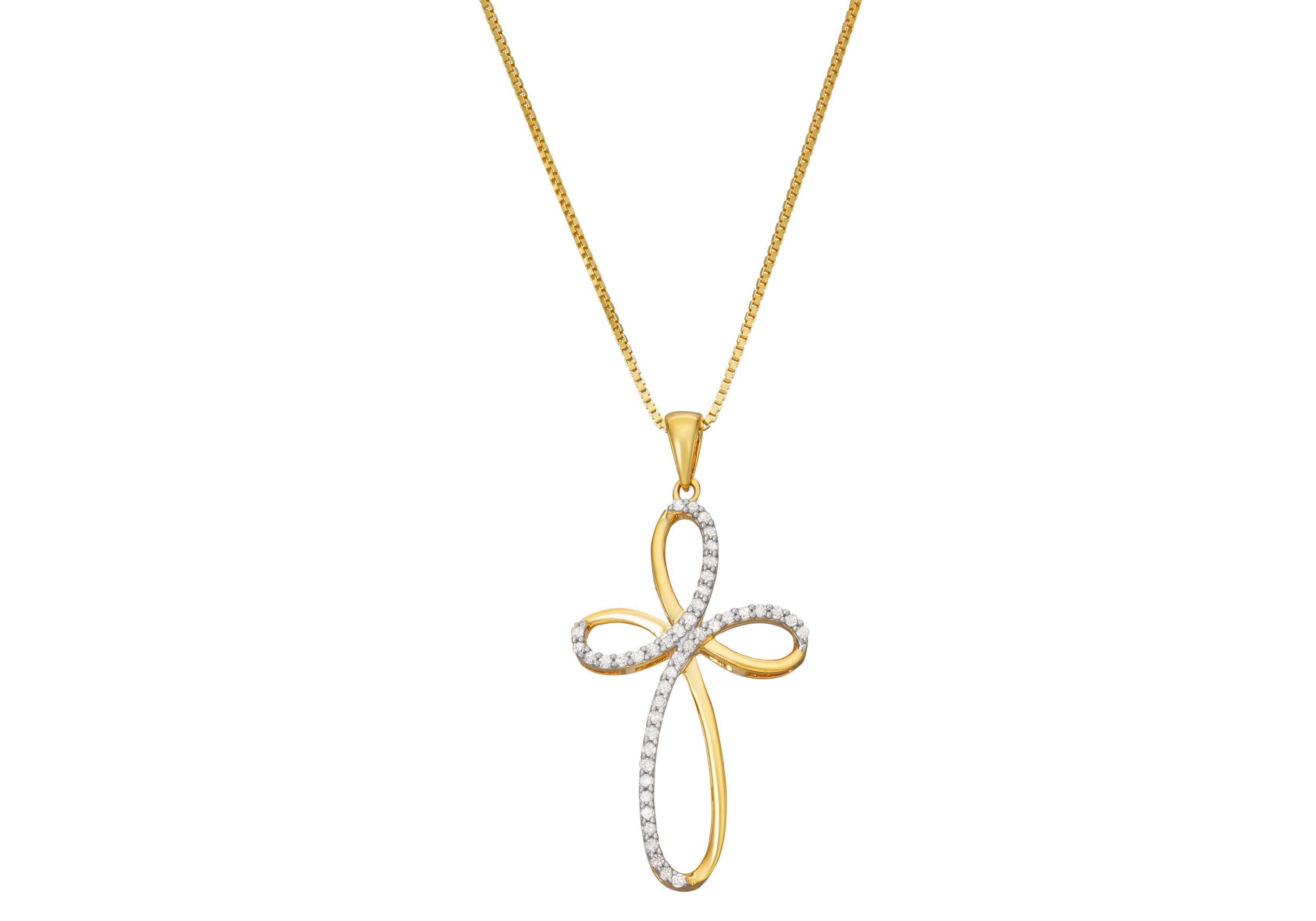 1/4 CTTW Diamond Cross Necklace Pendant in Sterling Silver