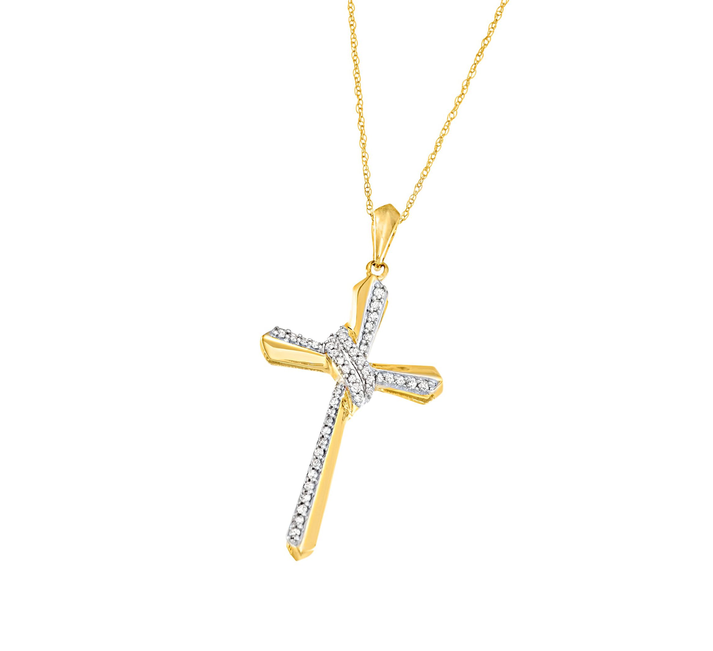 1/4 CTTW Cross Pendant Necklace in 10KY