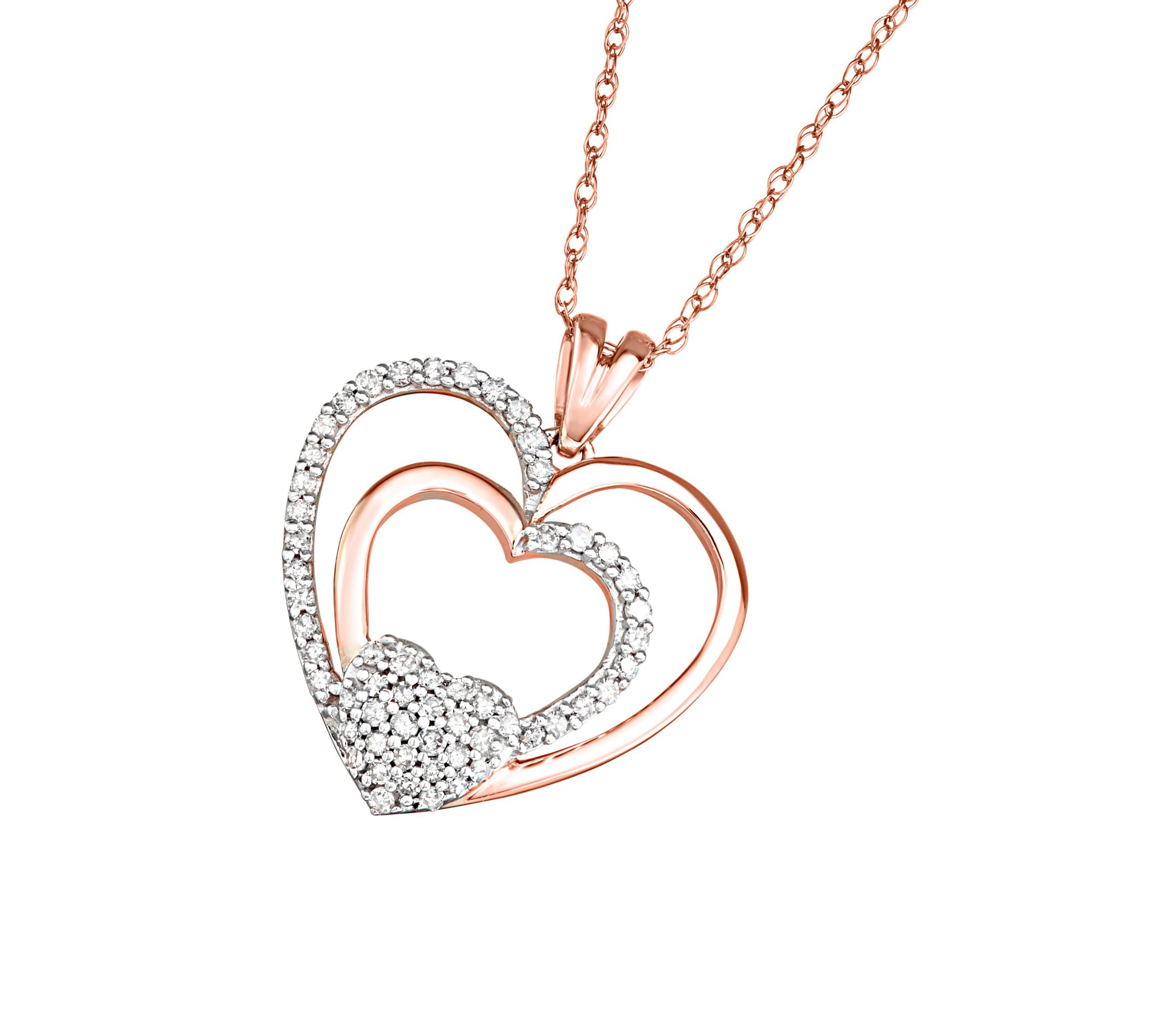 1/4 CTTW Heart Pendant Necklace in 10K Rose Gold