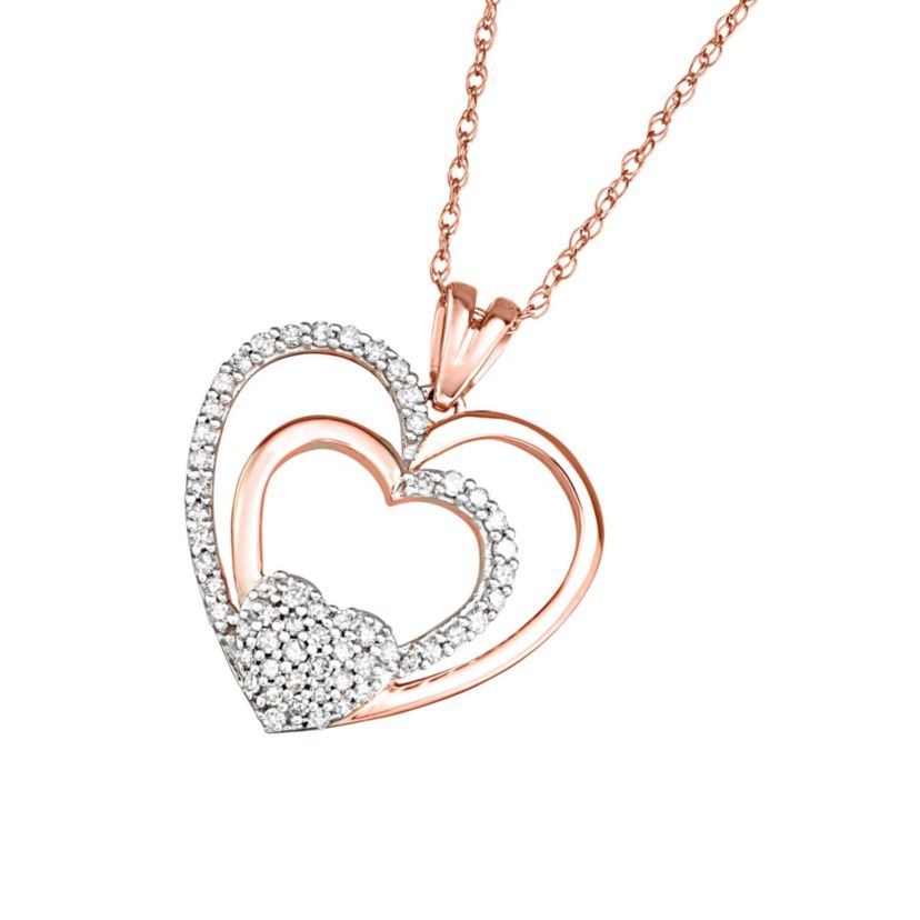1/4 CTTW Heart Pendant Necklace in 10K Rose Gold