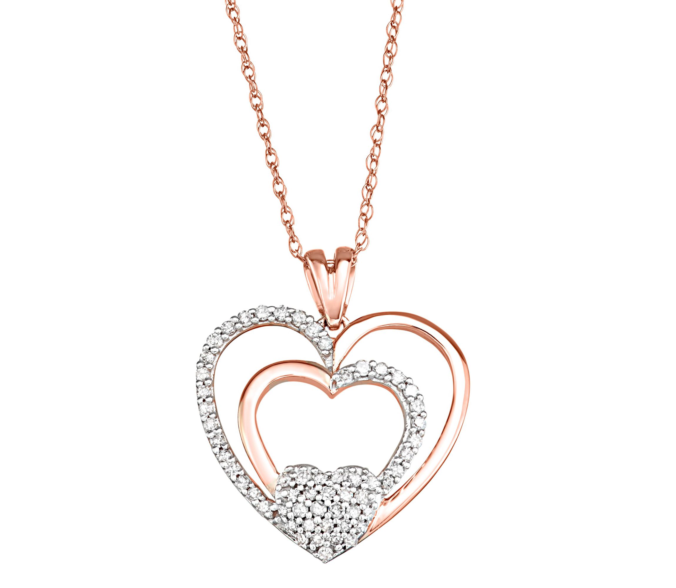 1/4 CTTW Heart Pendant Necklace in 10K Rose Gold