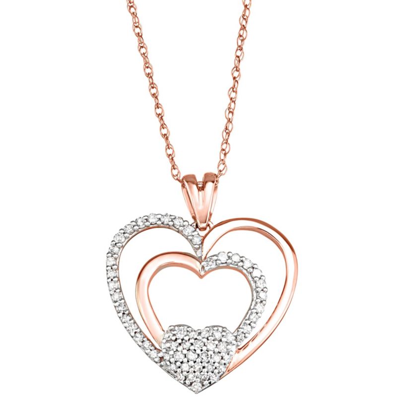 1/4 CTTW Heart Pendant Necklace in 10K Rose Gold