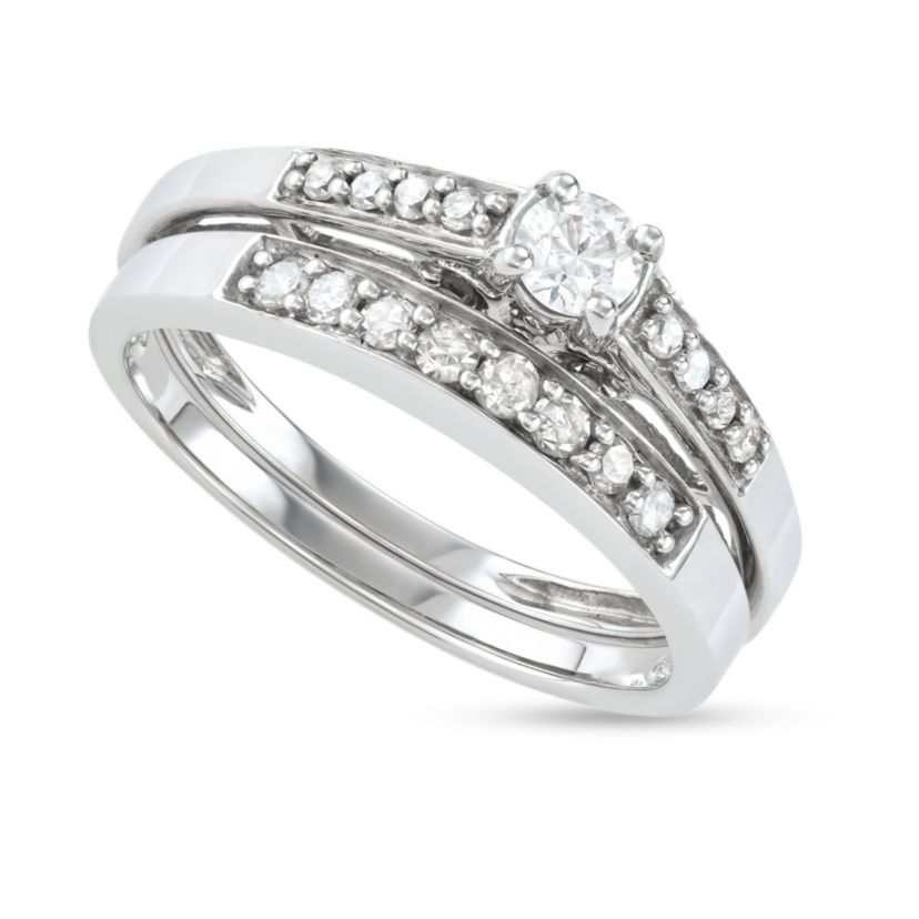 1/2 CTTW 10K White Gold Diamond Bridal Ring