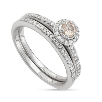 MyDiamondBox 1/2 CTTW Wedding Rings With Morganite Gemstone With White Diamond in 10KW, 5