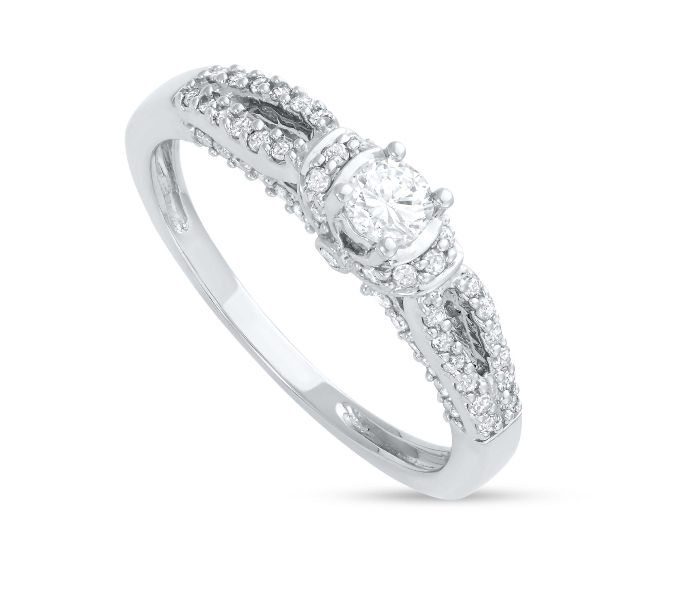 1/2 CTTW Diamond And White Diamond Engagement Ring in 14KW