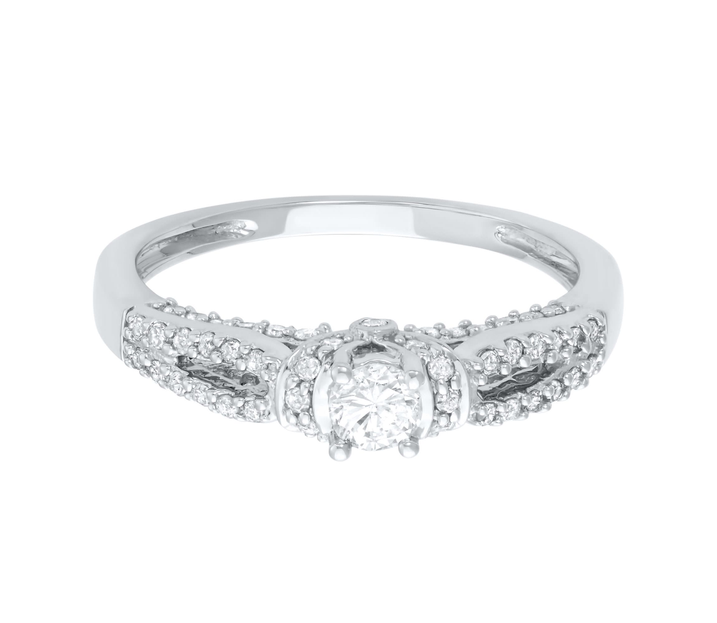 1/2 CTTW Diamond And White Diamond Engagement Ring in 14KW