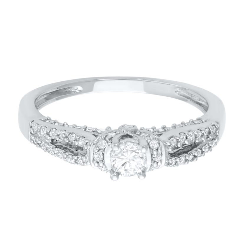 1/2 CTTW Diamond And White Diamond Engagement Ring in 14KW