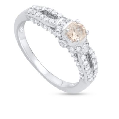 MyDiamondBox 1.00 CTTW Diamond And Morganite Engagement Ring in 14KW