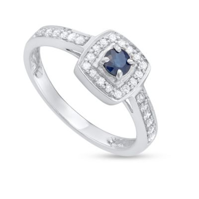MyDiamondBox 1/2 CTTW Diamond And Blue Sapphire Engagement Ring in 14KW
