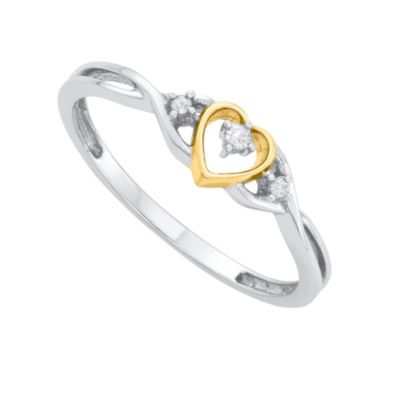MyDiamondBox 0.05 CTTW 10K Two Tone Promise Ring in 10K Gold, White, 6