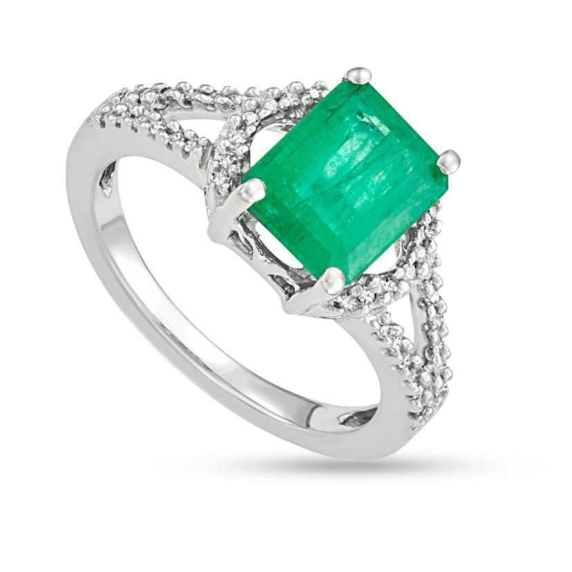 2.31 CTTW Diamond And Emerlad Ring in 14K Gold