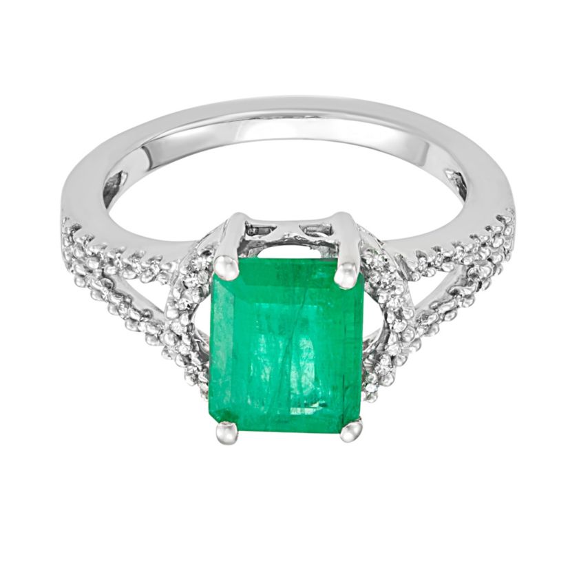 2.31 CTTW Diamond And Emerlad Ring in 14K Gold