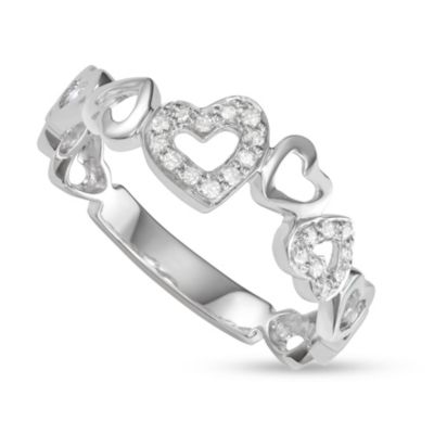 1/10 CTTW ETERNITY HEART DIAMOND RING IN STERLING SILVER