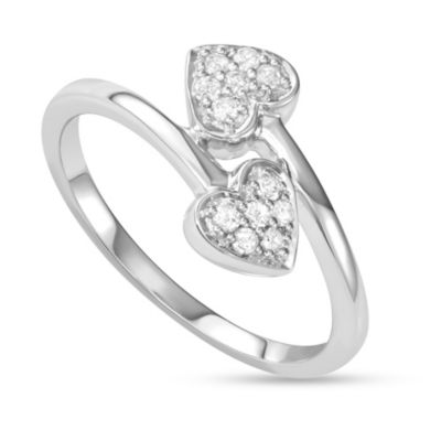 1/6 CTTW TWO-HEART DIAMOND BAND IN STERLING SILVER