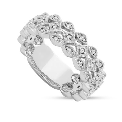 MyDiamondBox 1/5 CTTW Art Deco Diamond Band in 10K White Gold