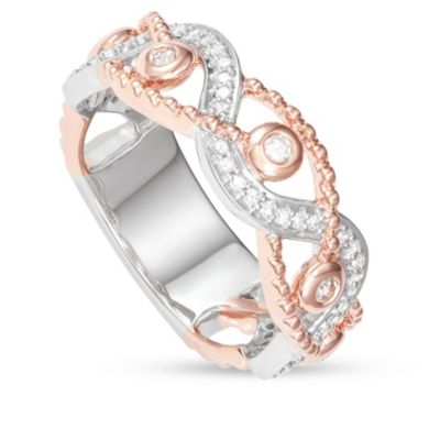 MyDiamondBox 1/3 CTTW Diamond Two-Tone Swirl Ring in 10K Gold, White, 9