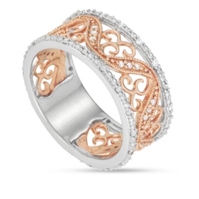 MyDiamondBox 1/4 CTTW Diamond Two Tone Band in 10K Gold, White, 8