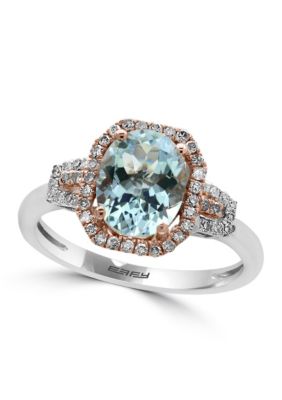 Effy Aquamarine & Diamond Ring in 14K White & Rose Gold, 8 -  0617892927423