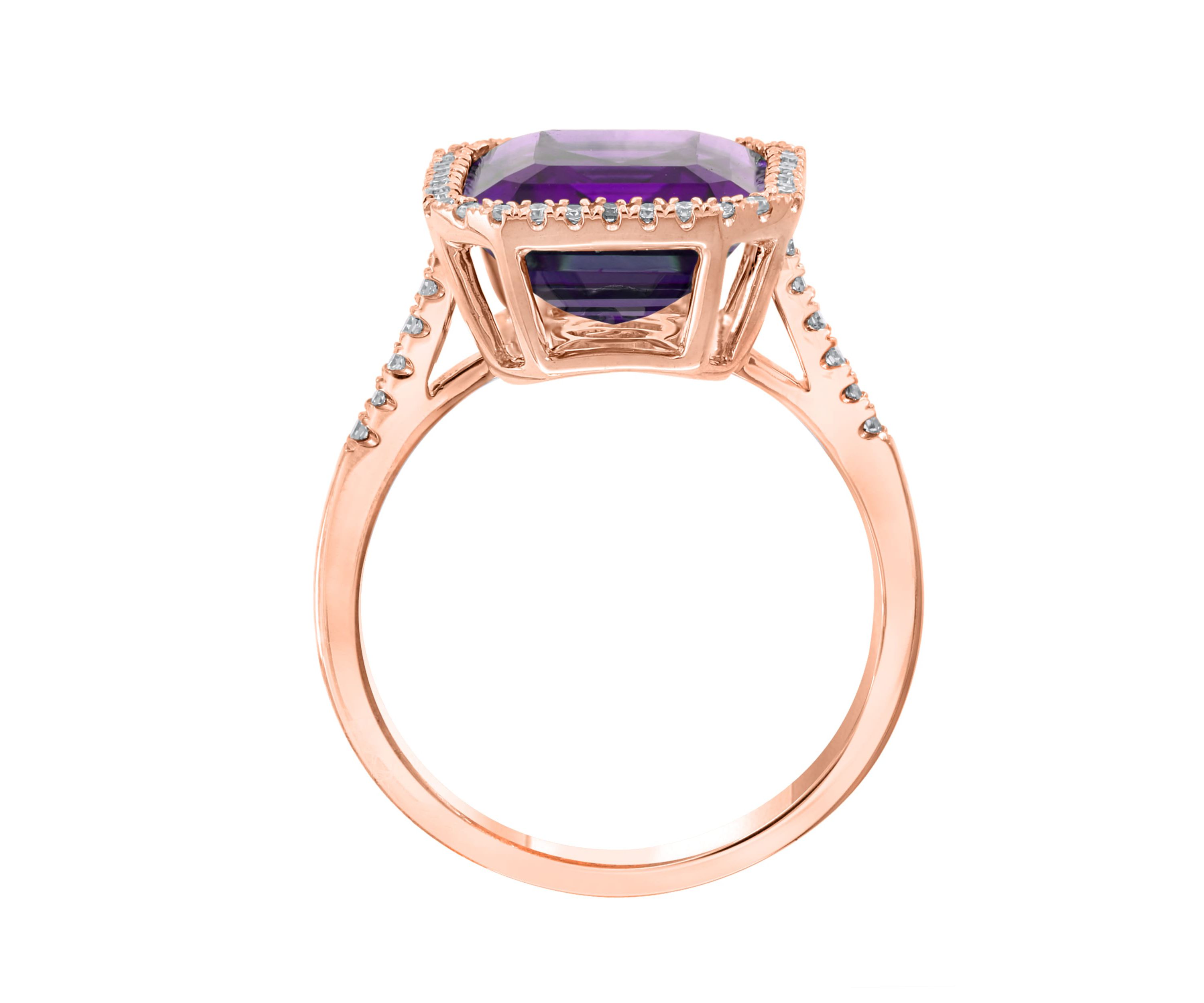Diamond and Amethyst Ring in 14K Rose Gold