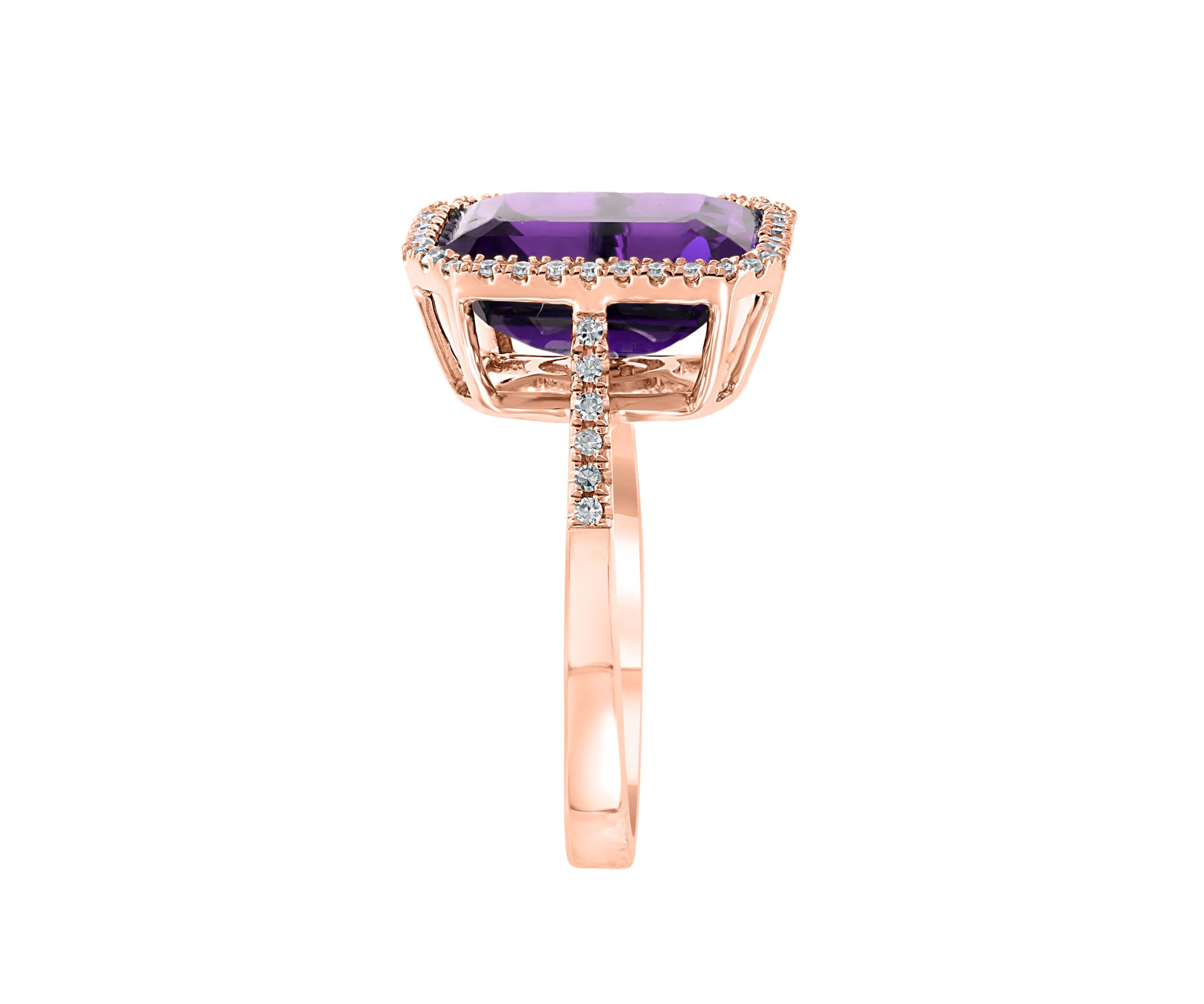 Diamond and Amethyst Ring in 14K Rose Gold