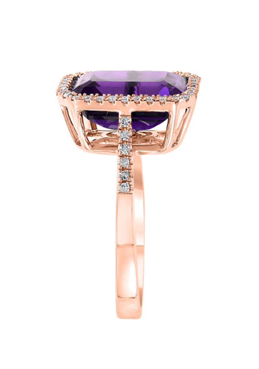 Diamond and Amethyst Ring in 14K Rose Gold
