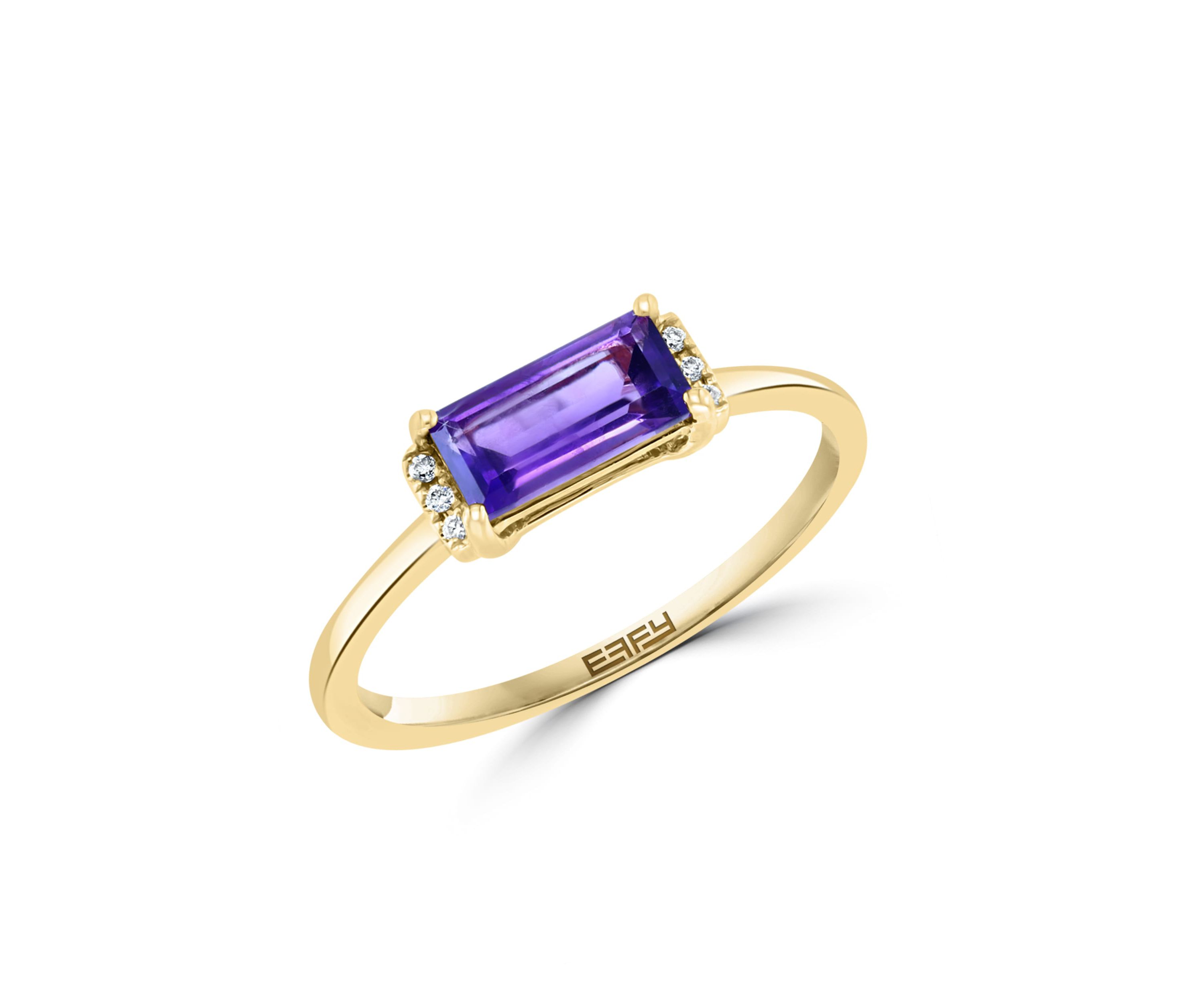 Diamond and Amethyst Ring in 14K Rose Gold