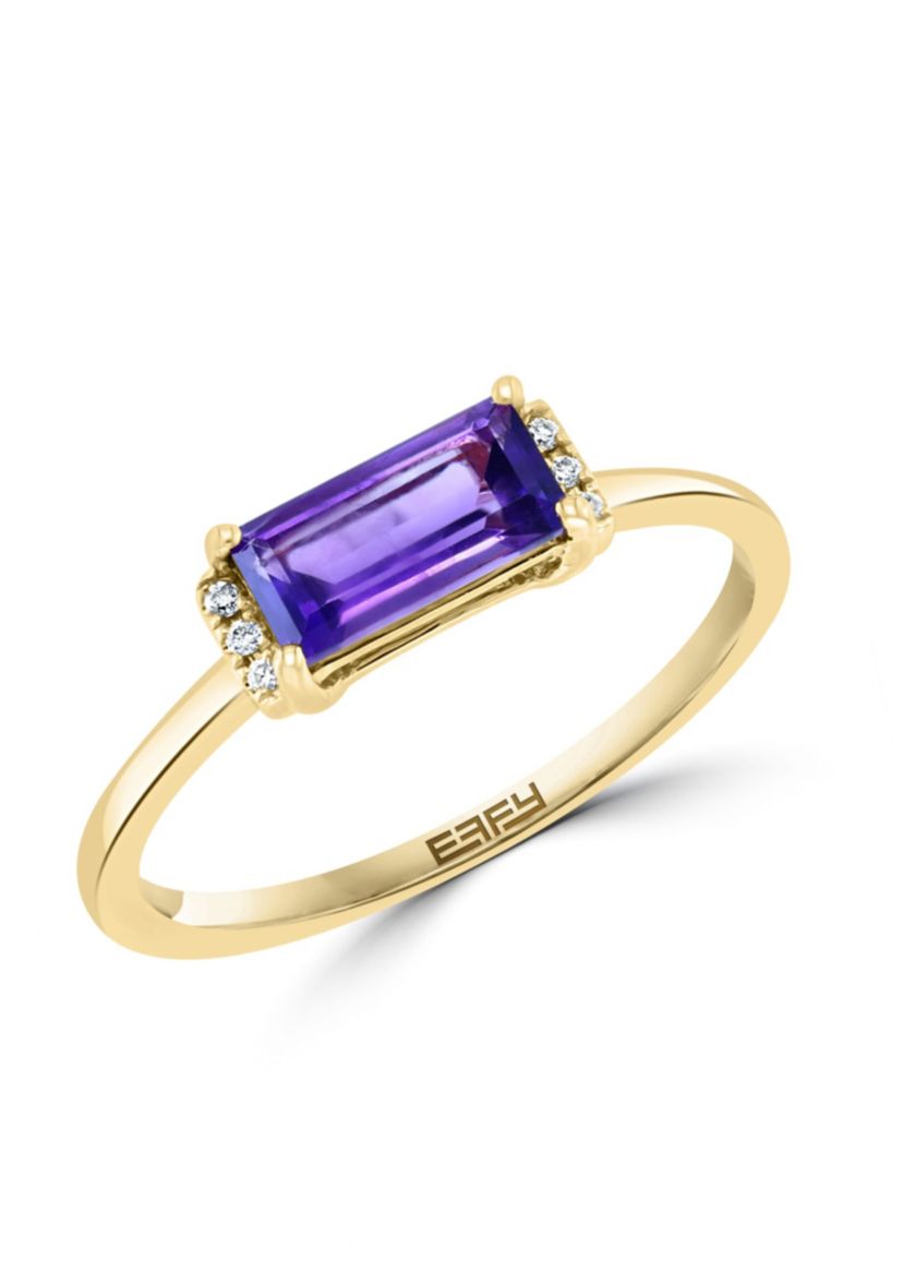 Diamond and Amethyst Ring in 14K Rose Gold
