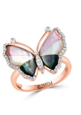 Effy Diamond and Mother Of Pearl Ring in 14K Rose Gold, 7