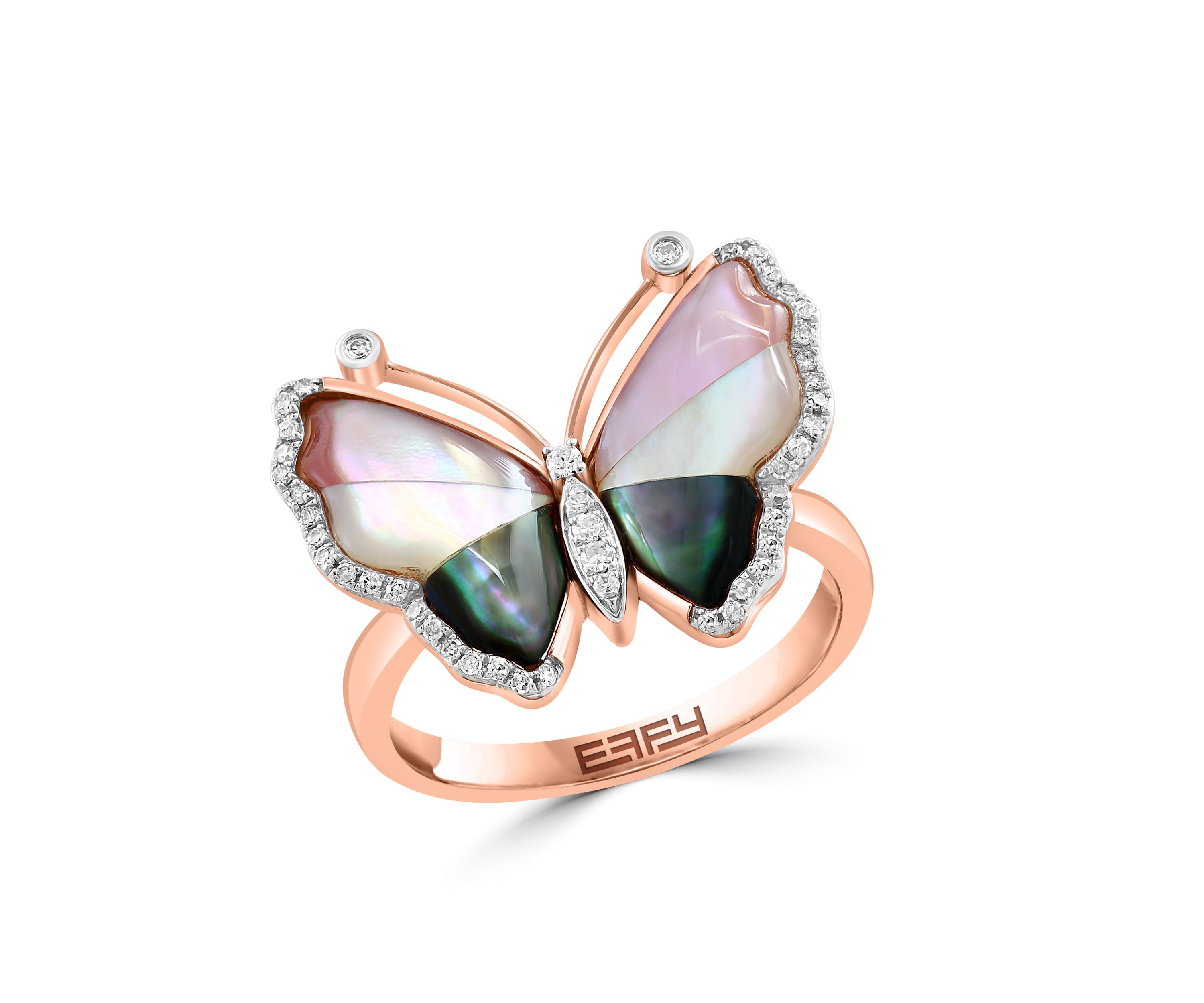 Diamond and Mother Of Pearl Ring in 14K Rose Gold