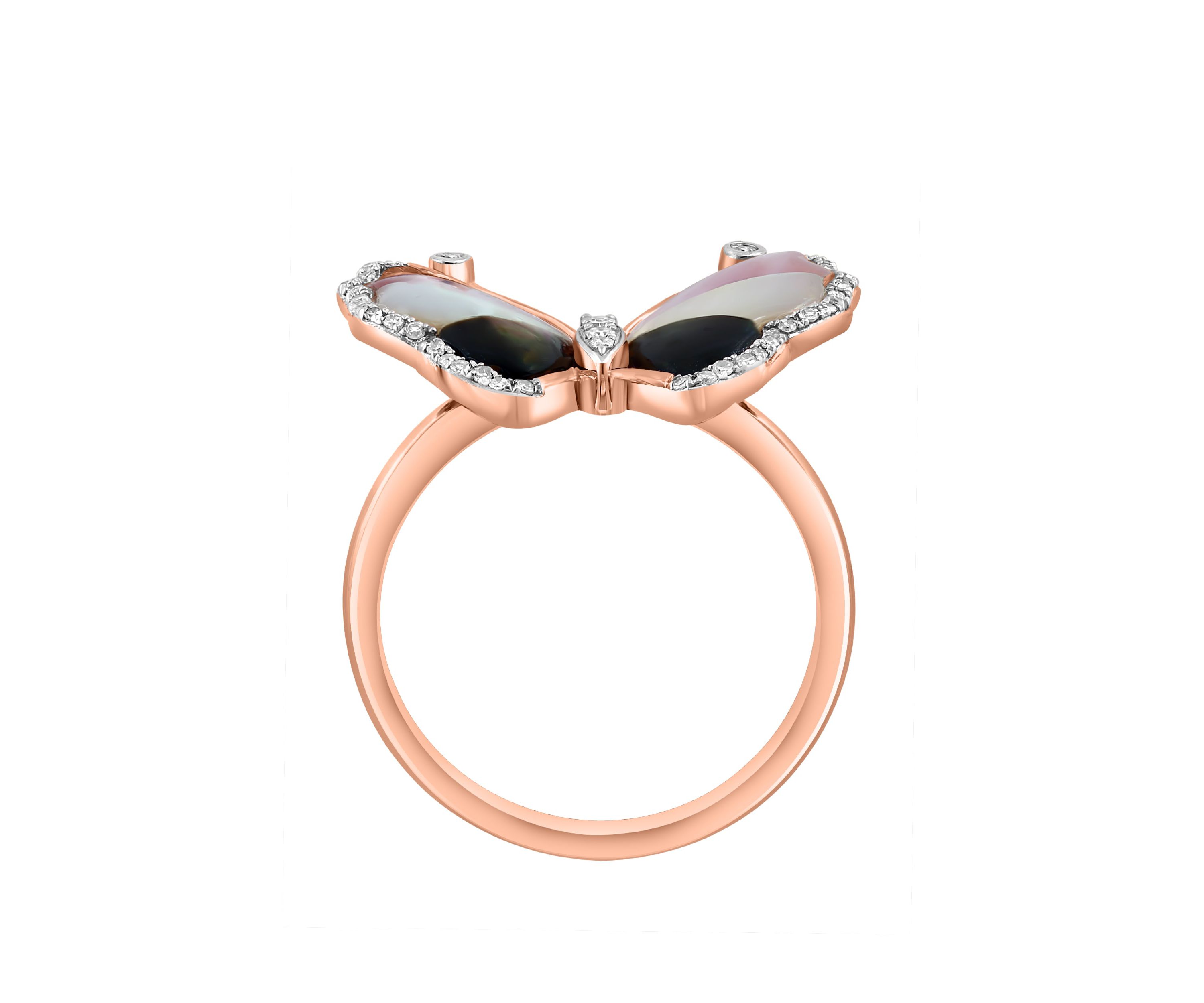 Diamond and Mother Of Pearl Ring in 14K Rose Gold