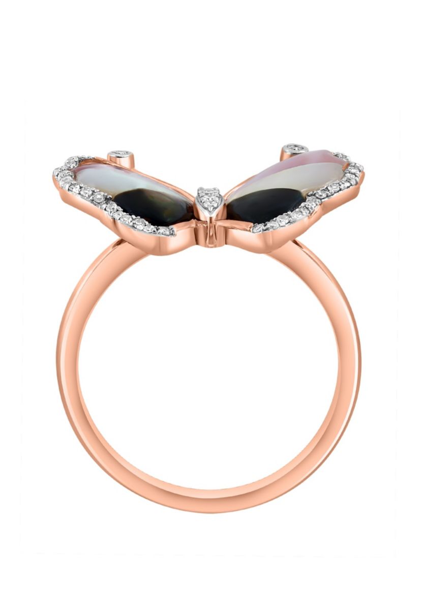 Diamond and Mother Of Pearl Ring in 14K Rose Gold