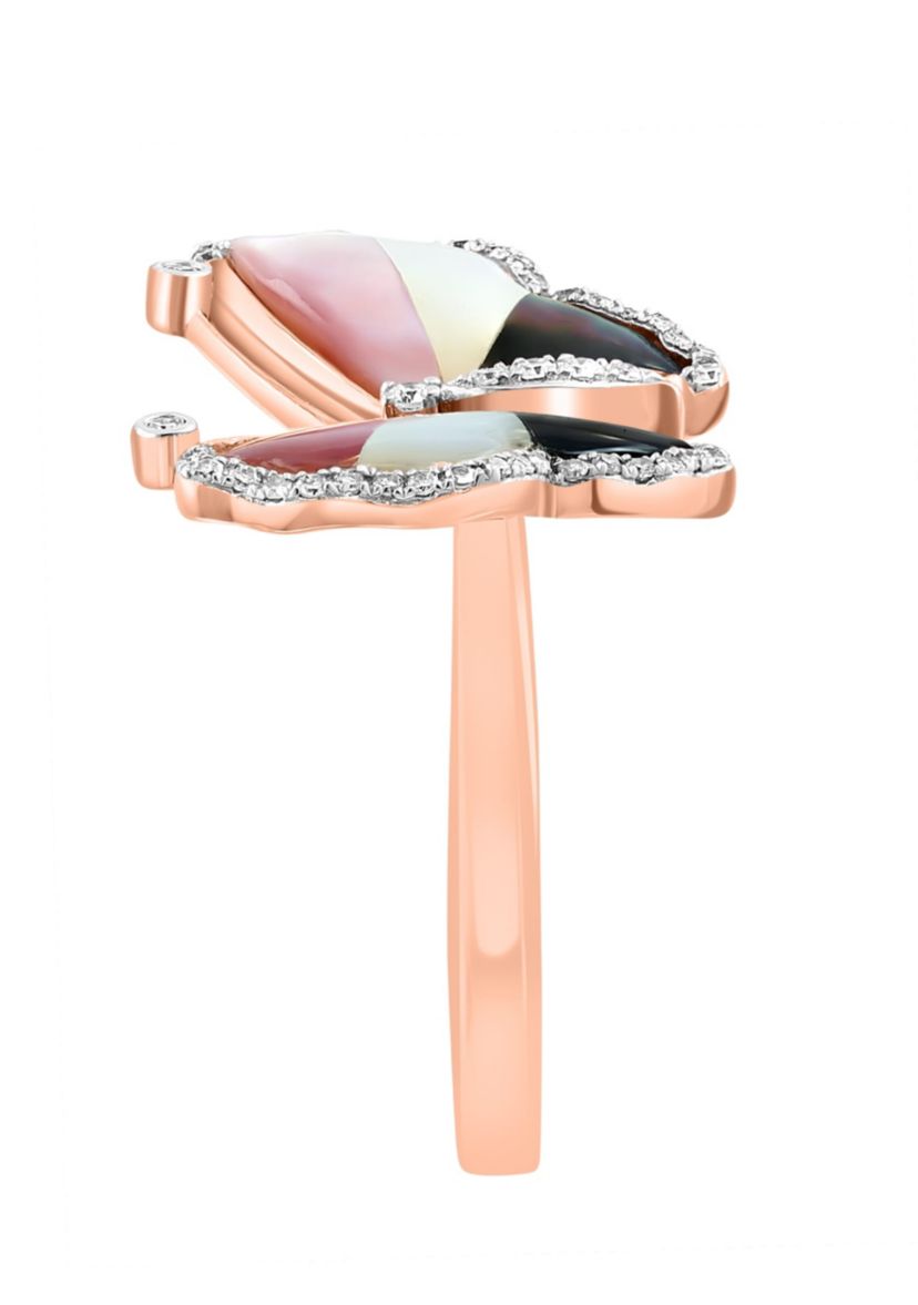 Diamond and Mother Of Pearl Ring in 14K Rose Gold