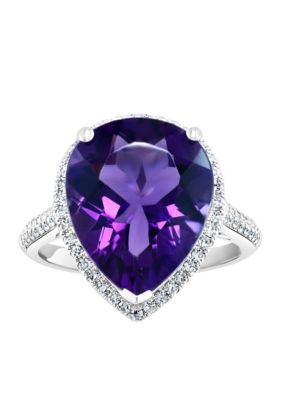 Effy Diamond and Amethyst Ring in 14K White Gold -  5400489HRW0P950DA