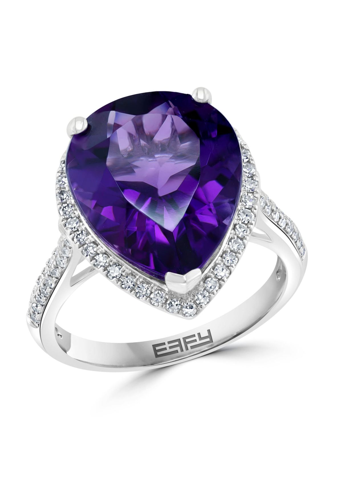 Diamond and Amethyst Ring in 14K White Gold
