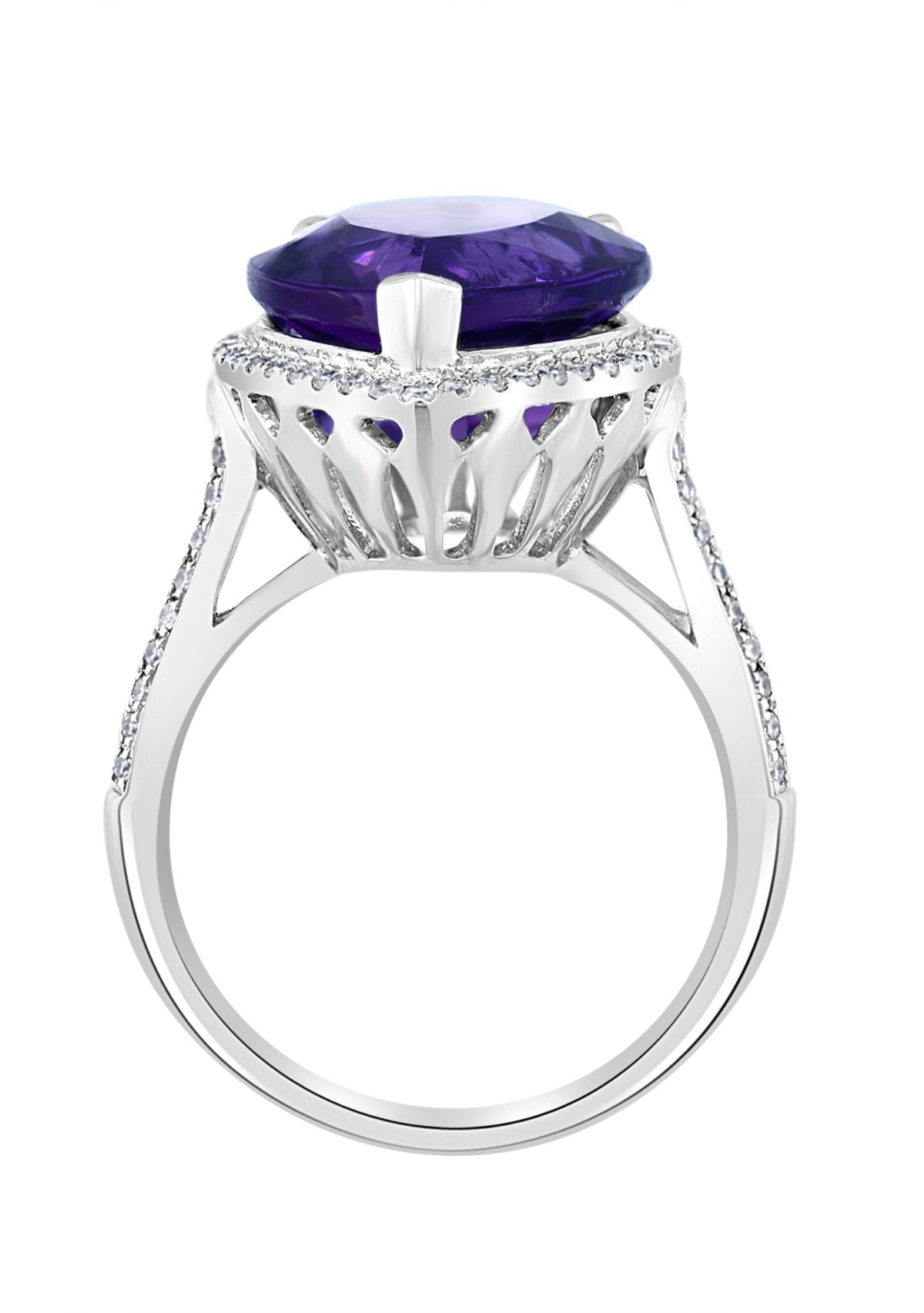 Diamond and Amethyst Ring in 14K White Gold