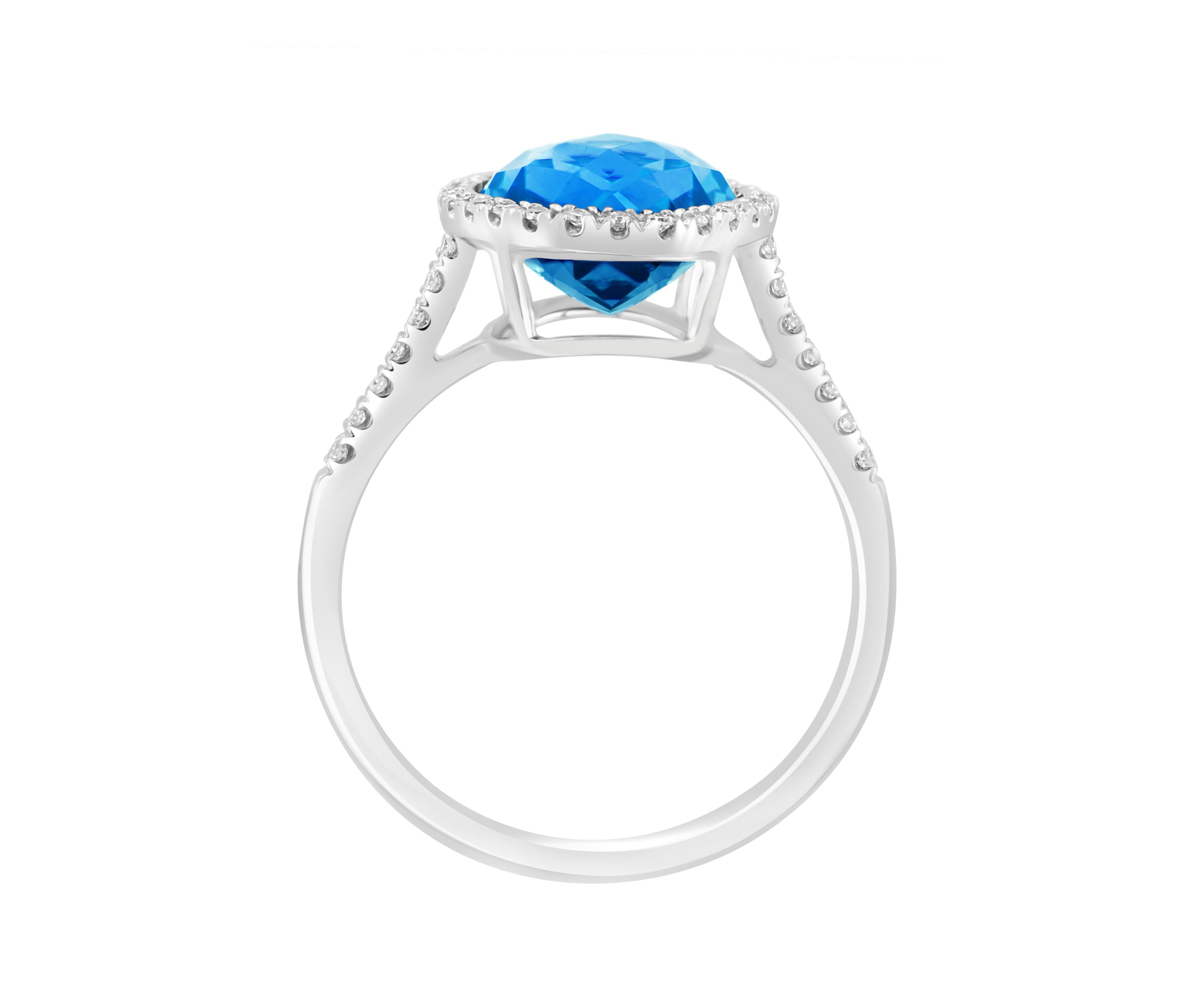 Diamond and Blue Topaz Ring in 14K White Gold