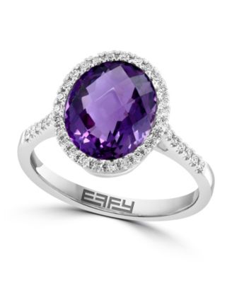 Effy Diamond and Amethyst Ring in 14K White Gold -  5400489HRWU511DA060