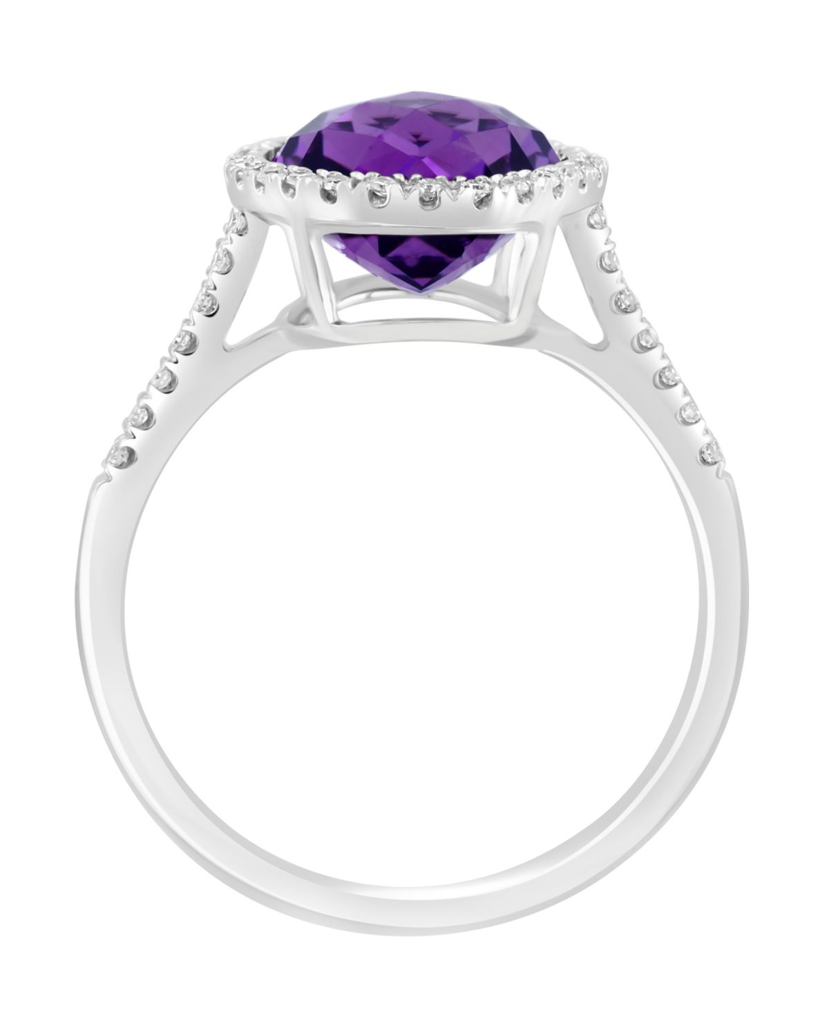Diamond and Amethyst Ring in 14K White Gold