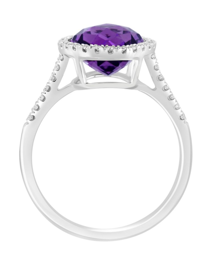 Diamond and Amethyst Ring in 14K White Gold