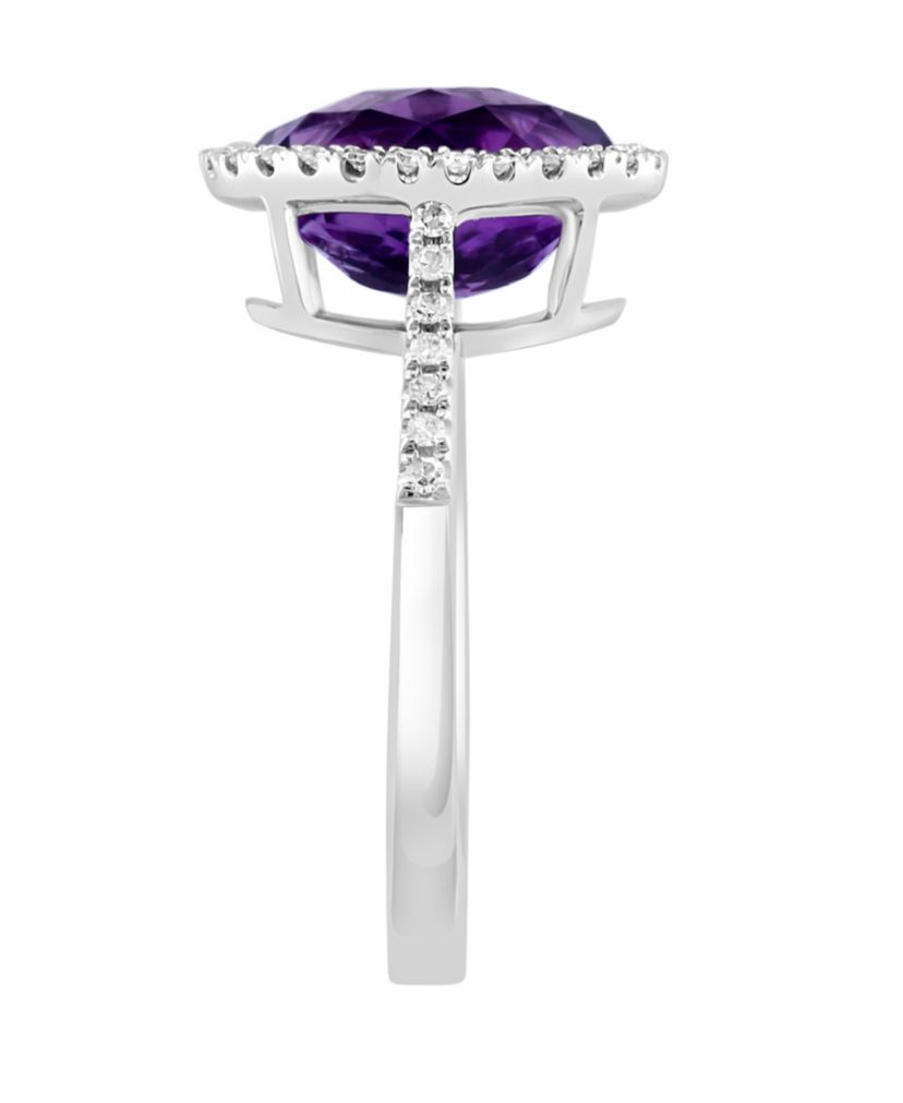 Diamond and Amethyst Ring in 14K White Gold